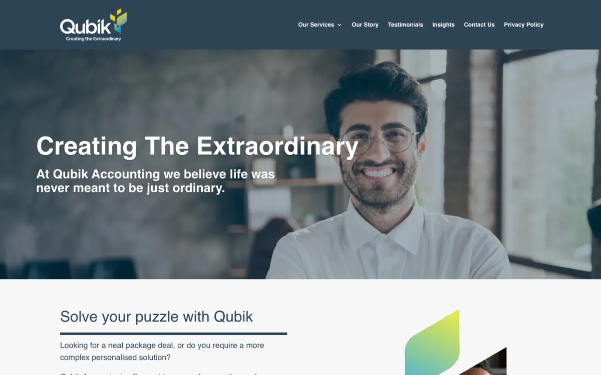 Qubik website home page